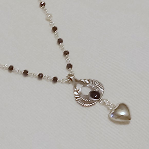 Vintage Sterling Silver Onyx Bezel Set Angel Wings Rosary Bead - Picture 11 of 14